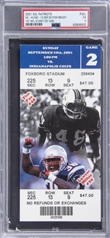 Tom Bradys First NFL Start & Win Ticket! - A 2001 New England Patriots Game 2 Full Ticket From 9/30/01 (PSA EX 5)